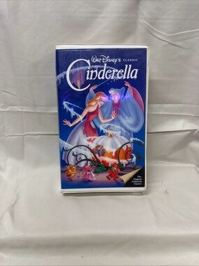 Disney Cinderella VHS Cover - Blue with Pink and White Accents